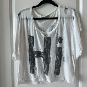 The Clas-sic Distressed "Hi / Bye" Graphic Oversized Tee - Made in USA